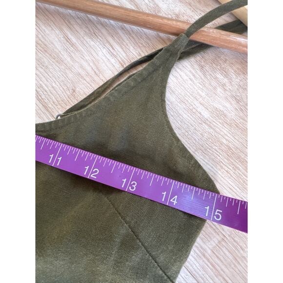 Quince 100% European LinenSpaghetti Strap Midi Dress - Olive Green, Small - Picture 8 of 10